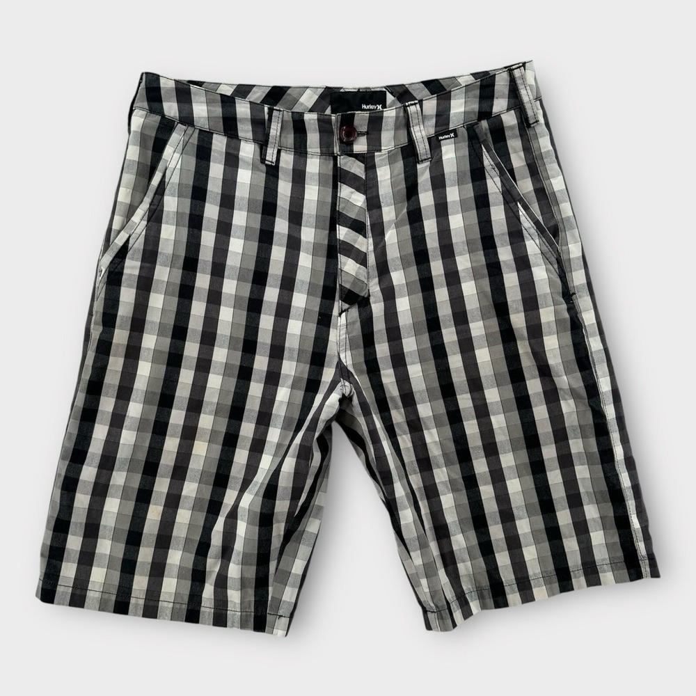 Hurley Men's Checkered Black and White Shorts
